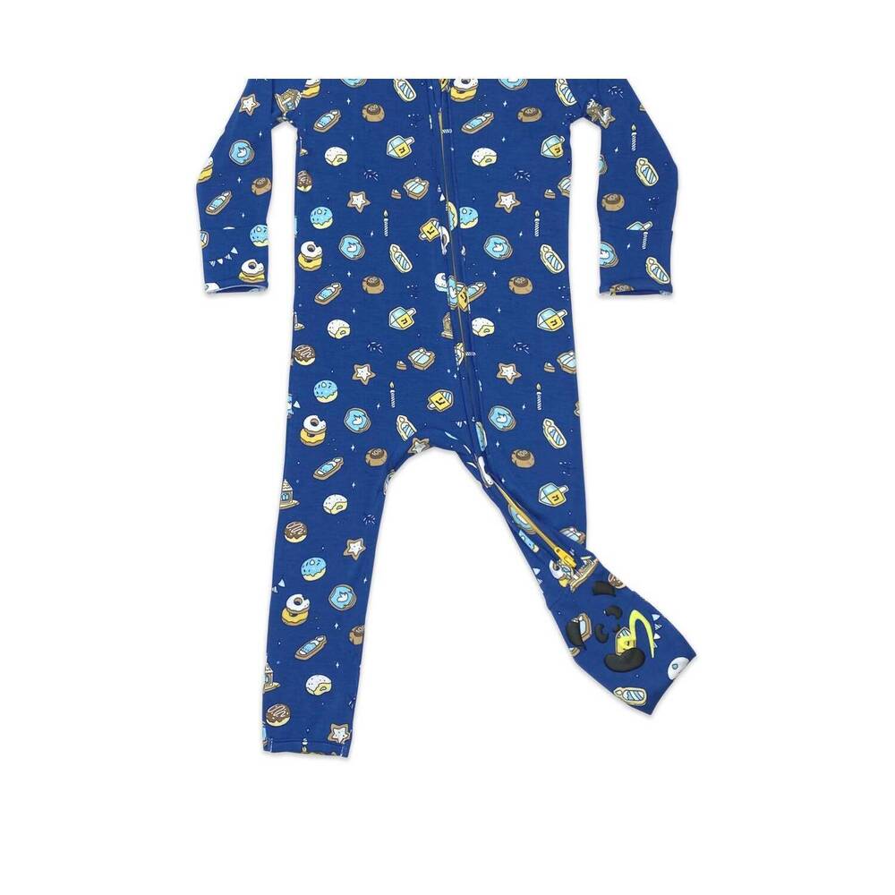 NEW BELLABU BEAR kid's bamboo convertible footie in blue/ hanukkah cookies - Picture 4 of 4